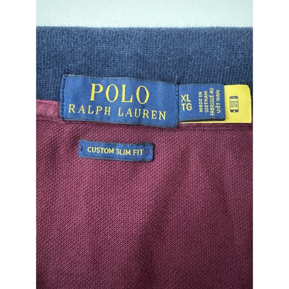 Polo Ralph Lauren Shirt Mens XL Custom Slim Fit Mesh Short Sleeve Burgundy Red - Picture 2 of 8
